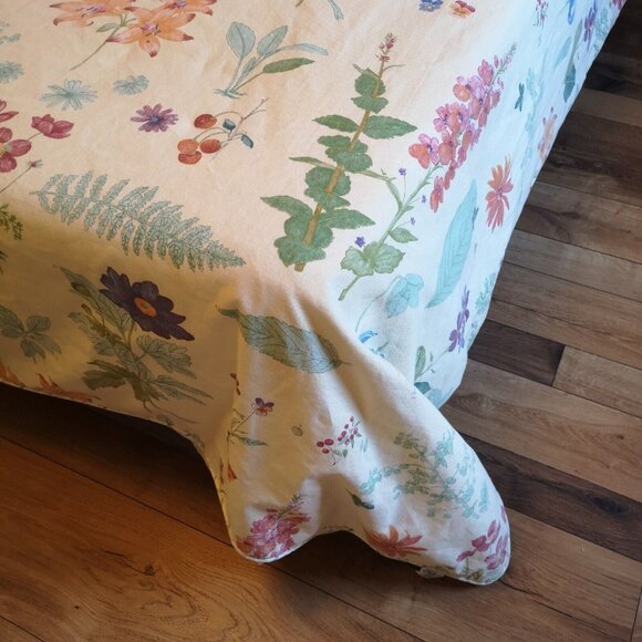 Waverly Second Spring Queen Duvet Cover Pale Yellow Floral Botanical Green Check - Picture 8 of 13